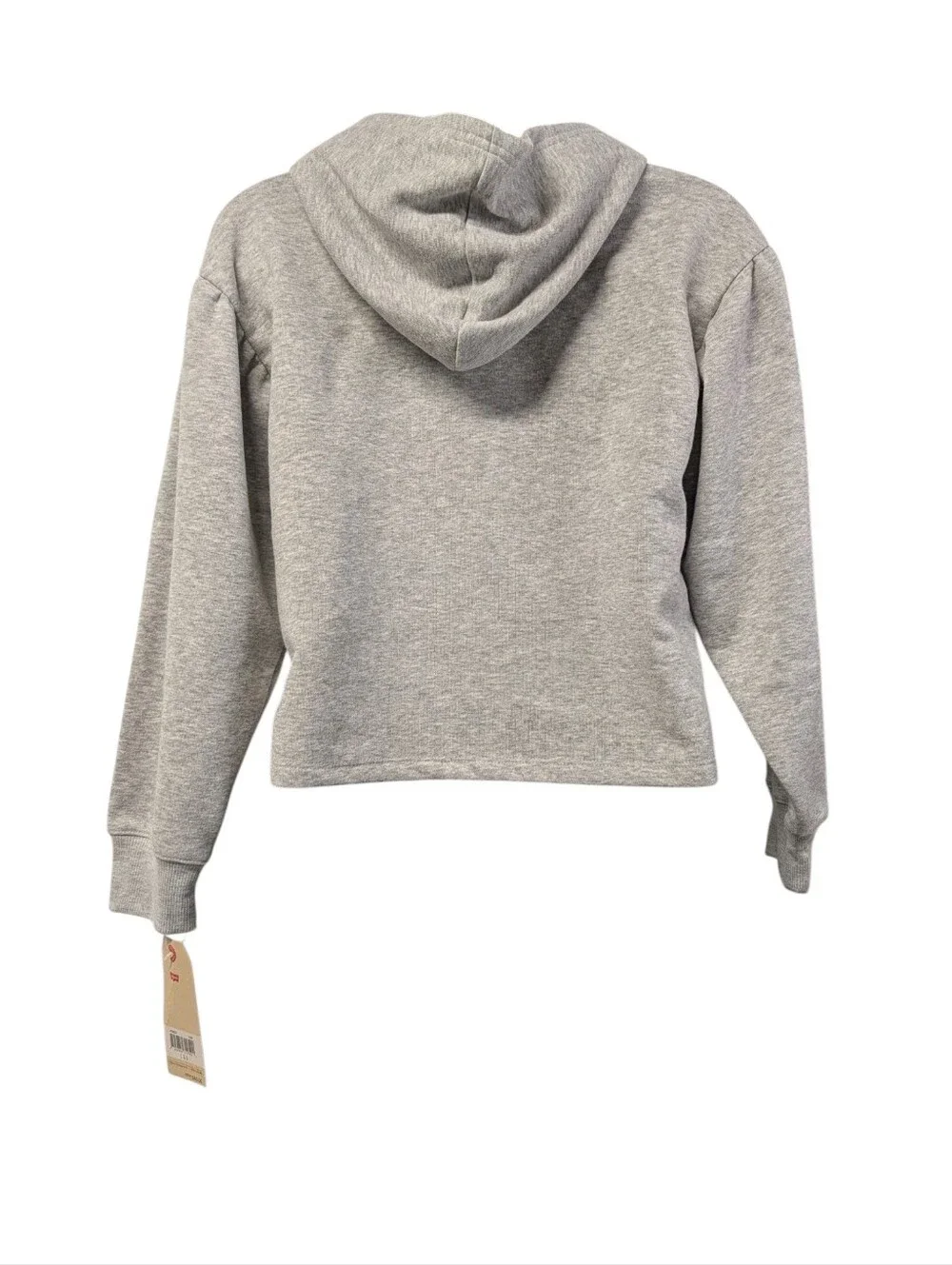 Levi’s Girls Gray Cropped Hoodie Hearts Leopard Plaid Size L NWT